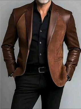 Brown Leather & Suede Men’s Blazer